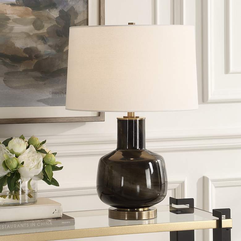 Image 1 Uttermost Buchanan 23 1/2" Smokey Charcoal Black Glass Table Lamp