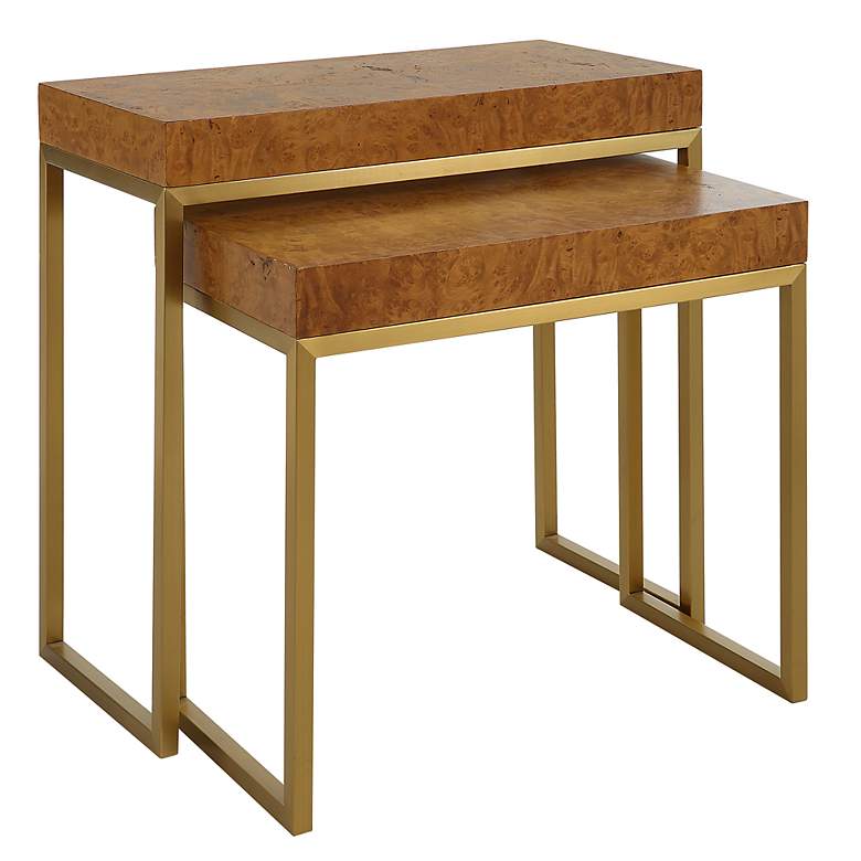 Image 2 Uttermost Burl-esque Brushed Brass Nesting Tables Set of 2