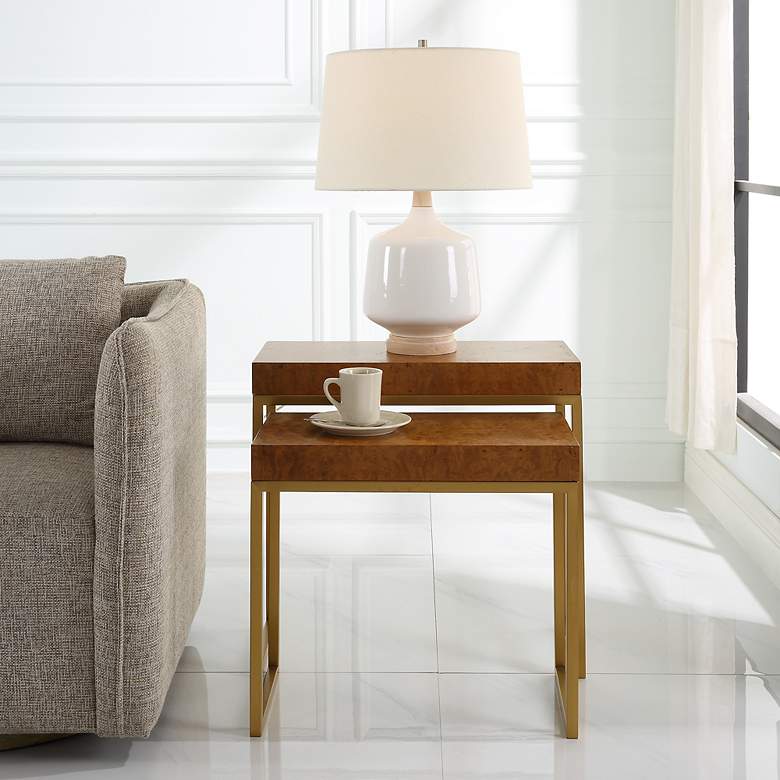 Image 4 Uttermost Burl-esque Brushed Brass Nesting Tables Set of 2 more views