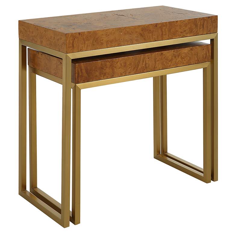 Image 5 Uttermost Burl-esque Brushed Brass Nesting Tables Set of 2 more views