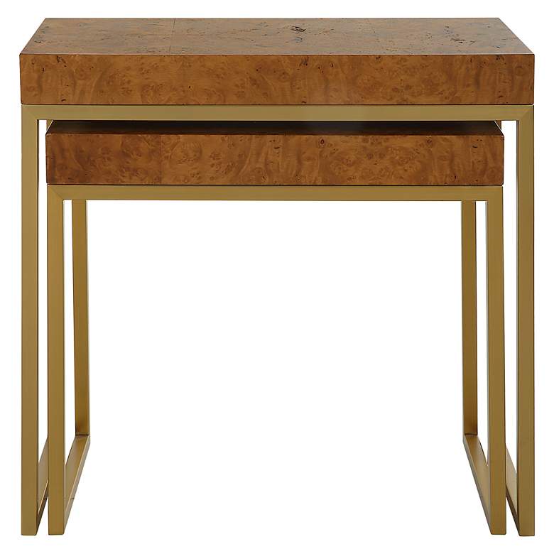 Image 7 Uttermost Burl-esque Brushed Brass Nesting Tables Set of 2 more views