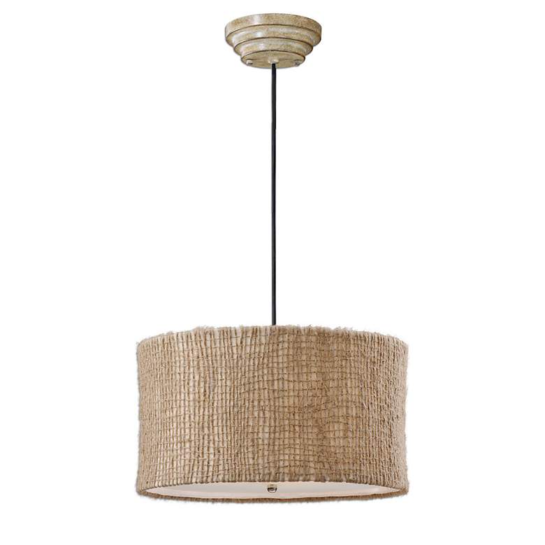 Image 2 Uttermost Burleson 22 inch Natural Twine 3-Light Drum Pendant Light