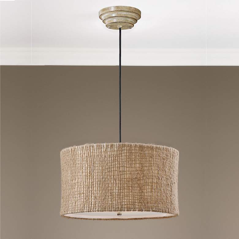 Image 1 Uttermost Burleson 22 inch Natural Twine 3-Light Drum Pendant Light