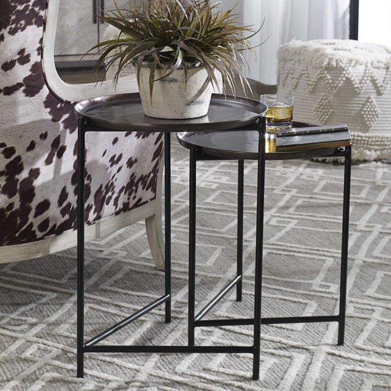 Image 1 Uttermost Burnett Dark Nickel Metal Nesting Tables Set of 2