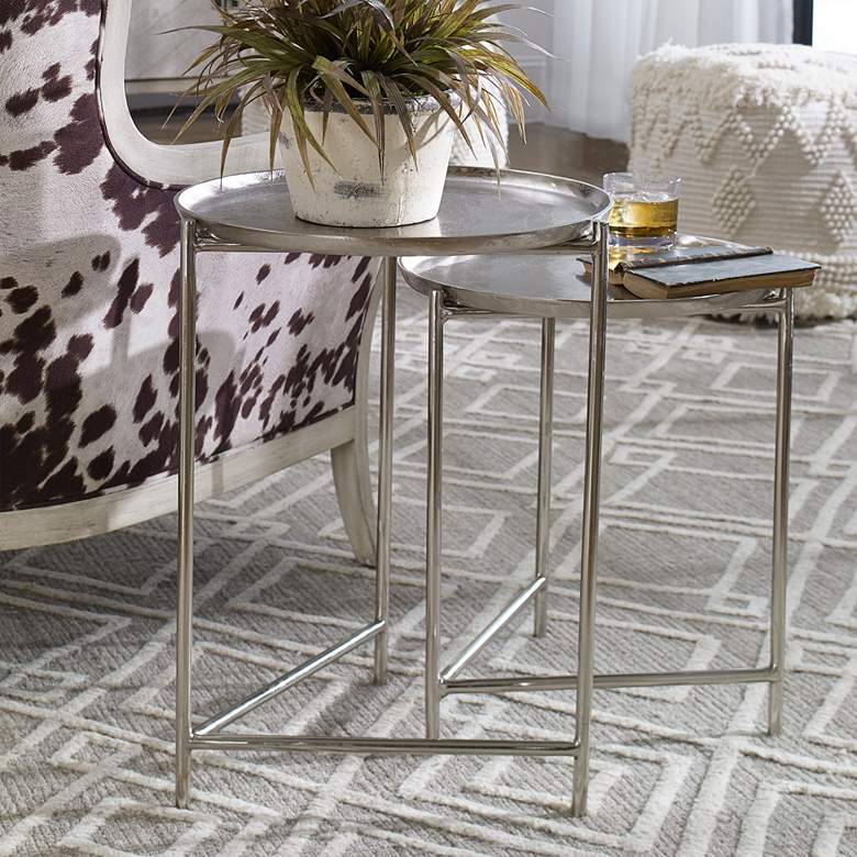 Image 1 Uttermost Burnett Light Nickel Metal Nesting Tables Set of 2
