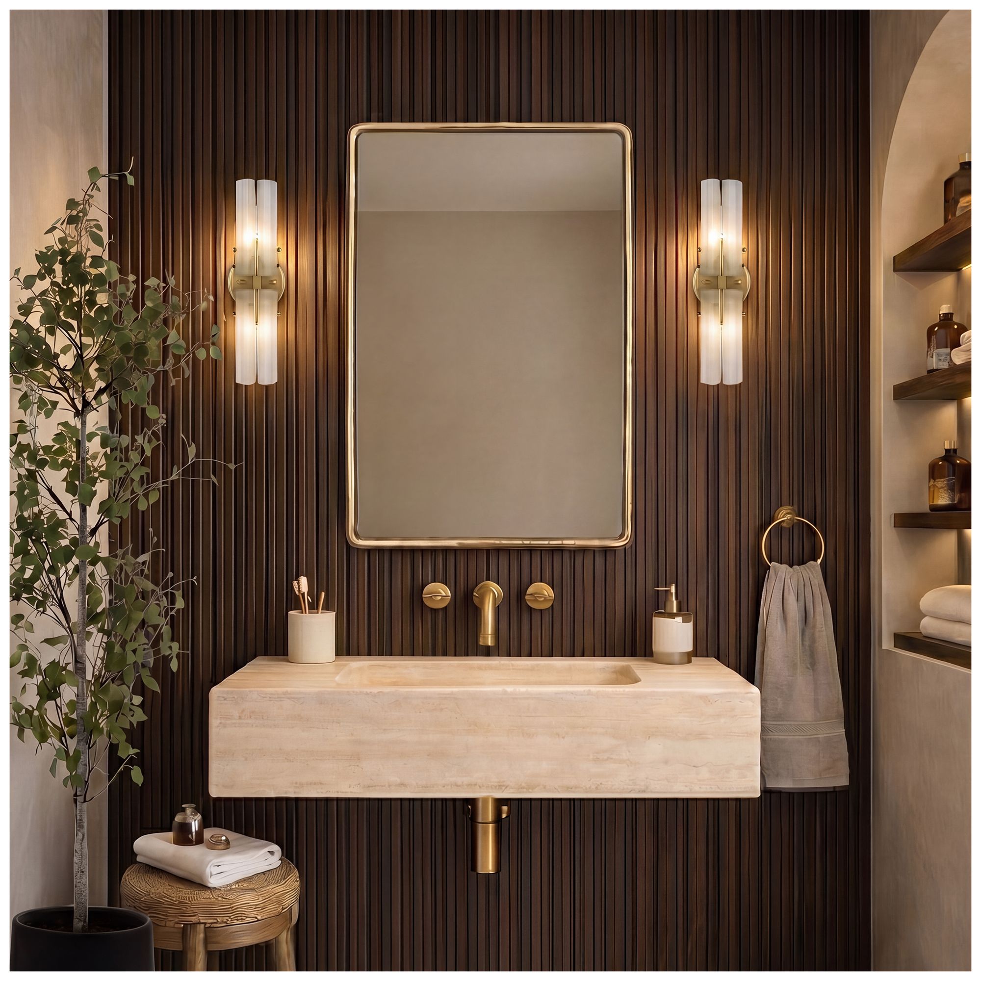 Image 2 Uttermost Burton Indoor-Outdoor 22" x 32" Brass Aluminum Mirror more views