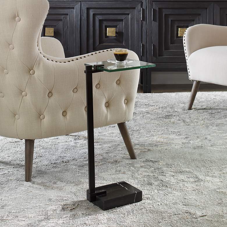Image 1 Uttermost Butler 8" Wide Black Marble Accent Table