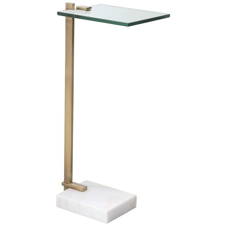 Image 3 Uttermost Butler 8" Wide Brushed Brass and Glass Accent Table