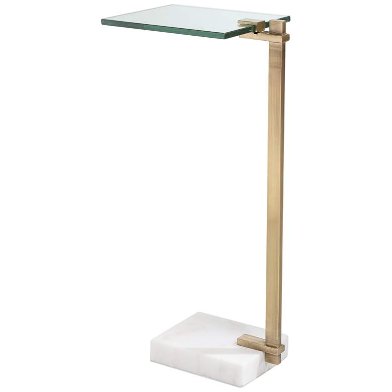 Image 6 Uttermost Butler 8" Wide Brushed Brass and Glass Accent Table more views