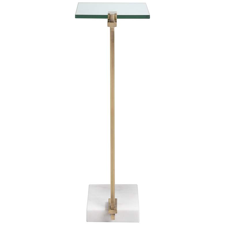 Image 7 Uttermost Butler 8" Wide Brushed Brass and Glass Accent Table more views