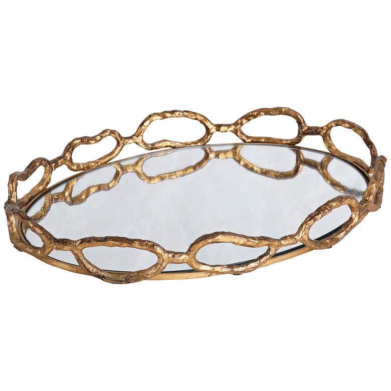 Image 2 Uttermost Cable Chain Gold Leaf Mirrored Decorative Tray