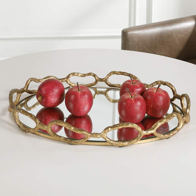 Image 1 Uttermost Cable Chain Gold Leaf Mirrored Decorative Tray