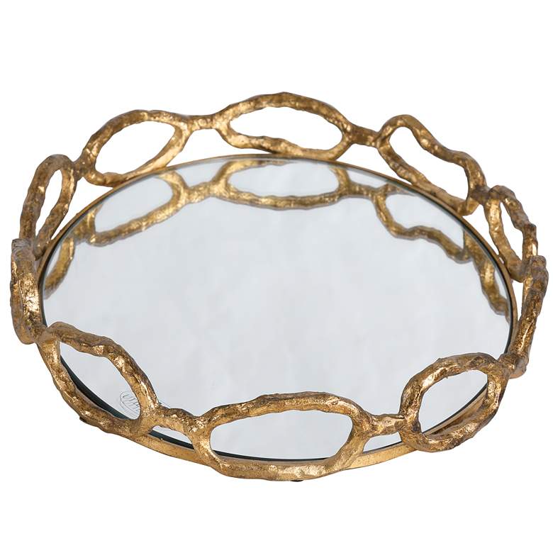 Image 5 Uttermost Cable Chain Gold Leaf Mirrored Decorative Tray more views