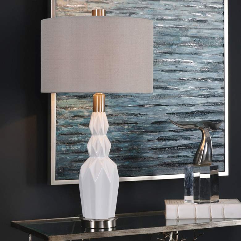 Image 1 Uttermost Cabret Gloss White Ceramic Table Lamp