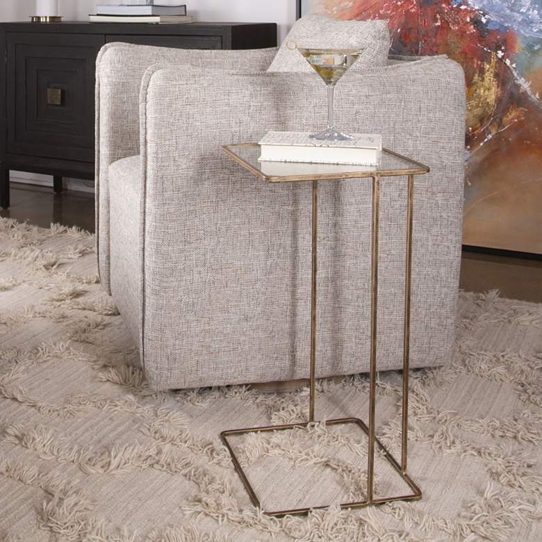 Image 1 Uttermost Cadmus 12 inch Wide Antiqued Gold Side Table