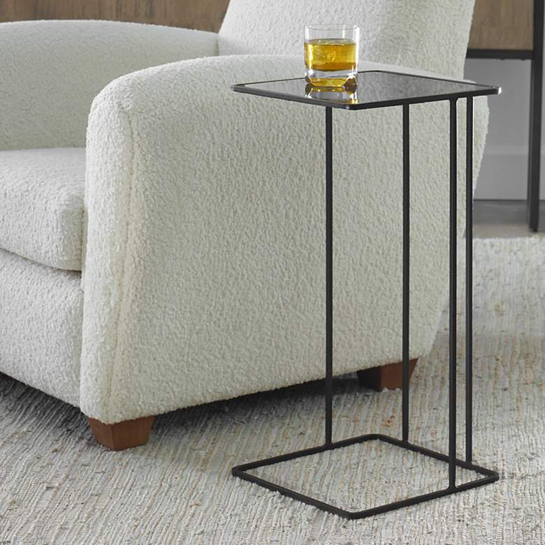 Image 1 Uttermost Cadmus 12" Wide Brushed Black Square Accent Table