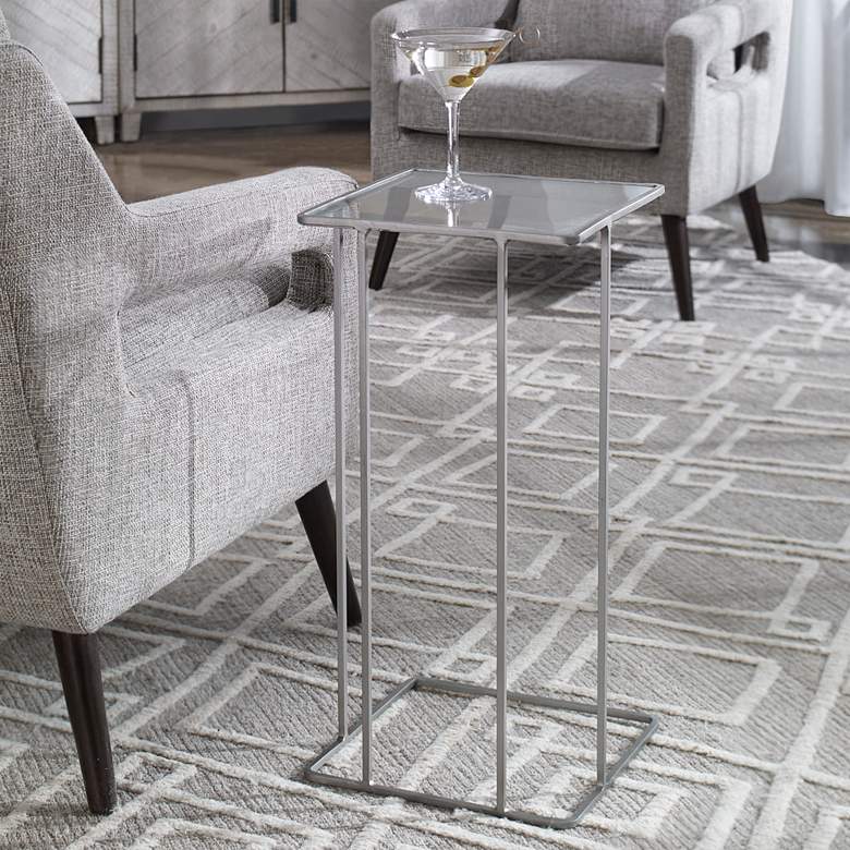 Image 1 Uttermost Cadmus 12" Wide Pewter Square Accent Table