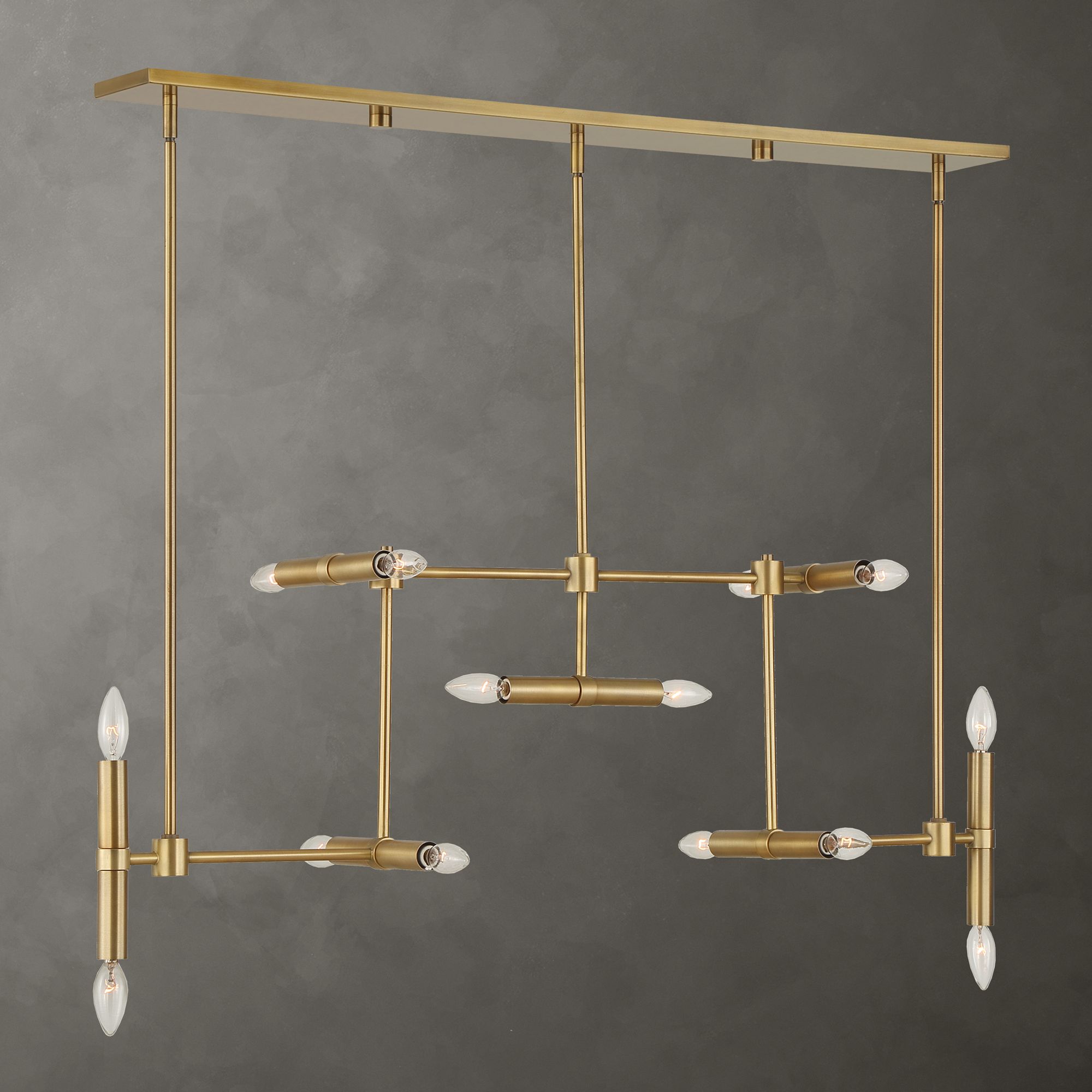 Image 6 Uttermost Cadre 46" Wide Brass 14-Light Pendant more views