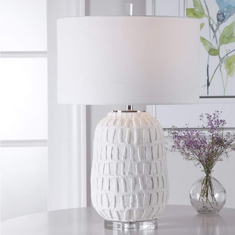 Image 1 Uttermost Caelina 26 1/2" Textured Matte White Ceramic Table Lamp