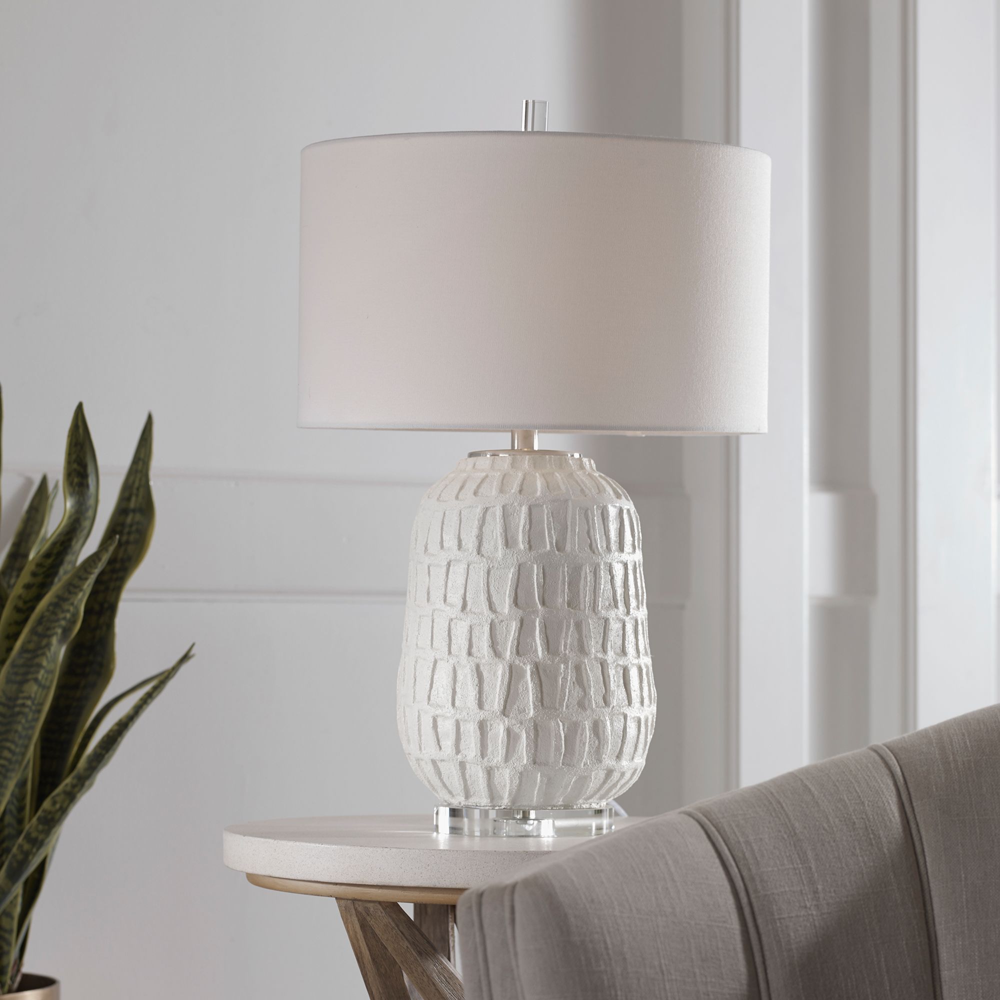 Uttermost Caelina 26 1/2" Textured Matte White Ceramic Table Lamp