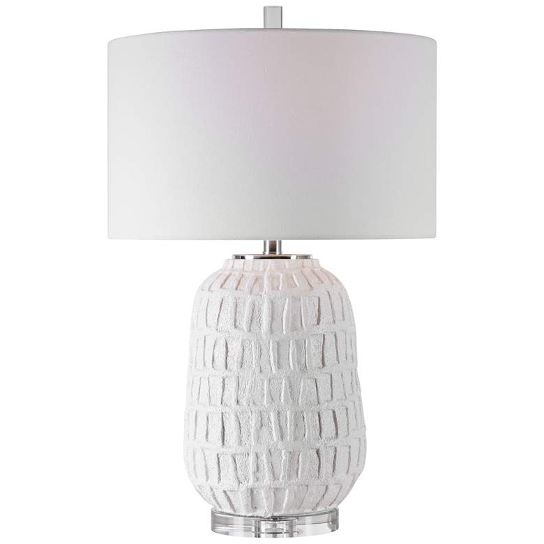 Image 2 Uttermost Caelina Textured Matte White Ceramic Table Lamp
