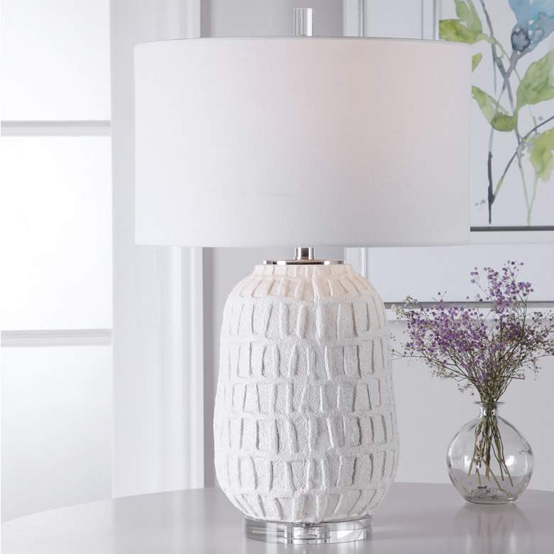 Image 1 Uttermost Caelina Textured Matte White Ceramic Table Lamp