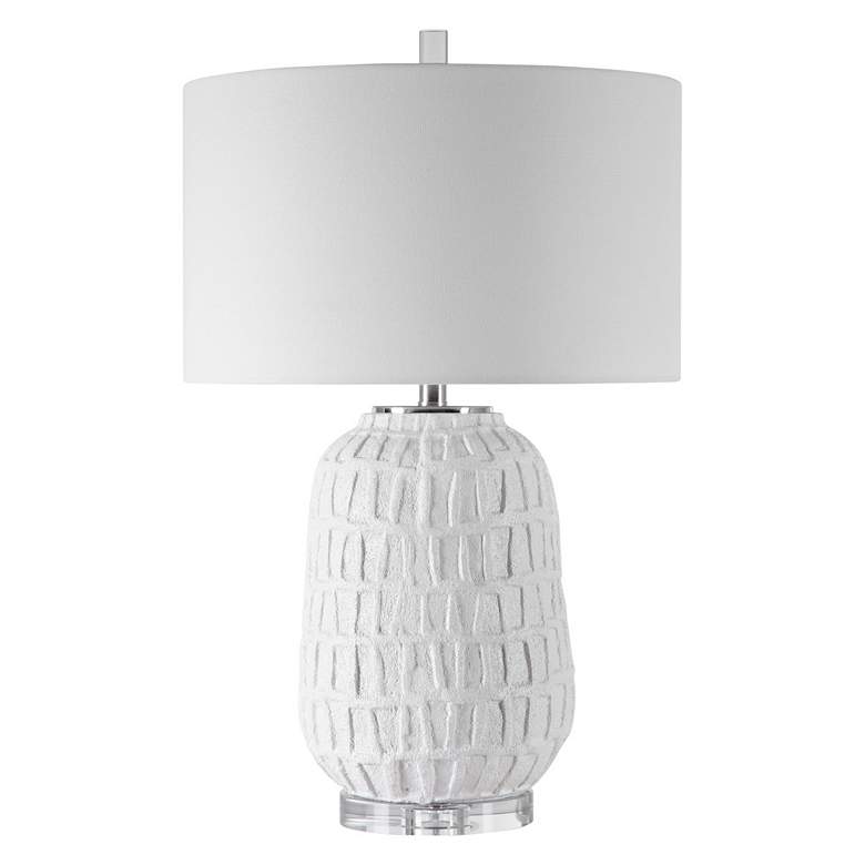 Image 6 Uttermost Caelina Textured Matte White Ceramic Table Lamp more views