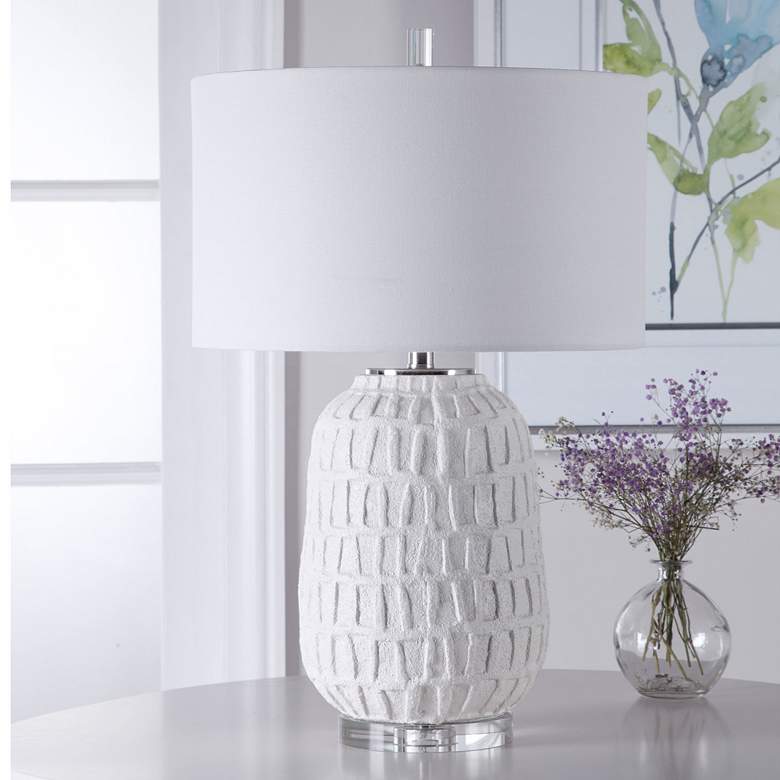 Image 7 Uttermost Caelina Textured Matte White Ceramic Table Lamp more views