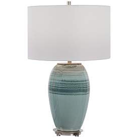Image2 of Uttermost Caicos Aqua and Teal Crackle Glaze Table Lamp