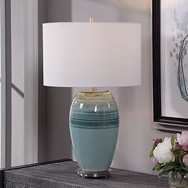 Image5 of Uttermost Caicos Aqua and Teal Crackle Glaze Table Lamp more views