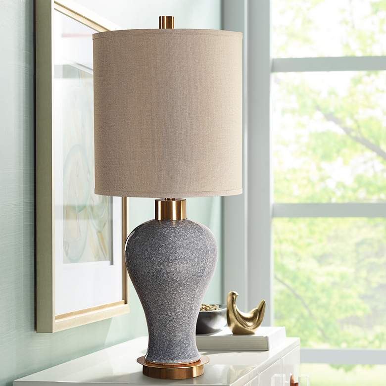 Image 1 Uttermost Cailida Blue Gray Glaze Ceramic Table Lamp