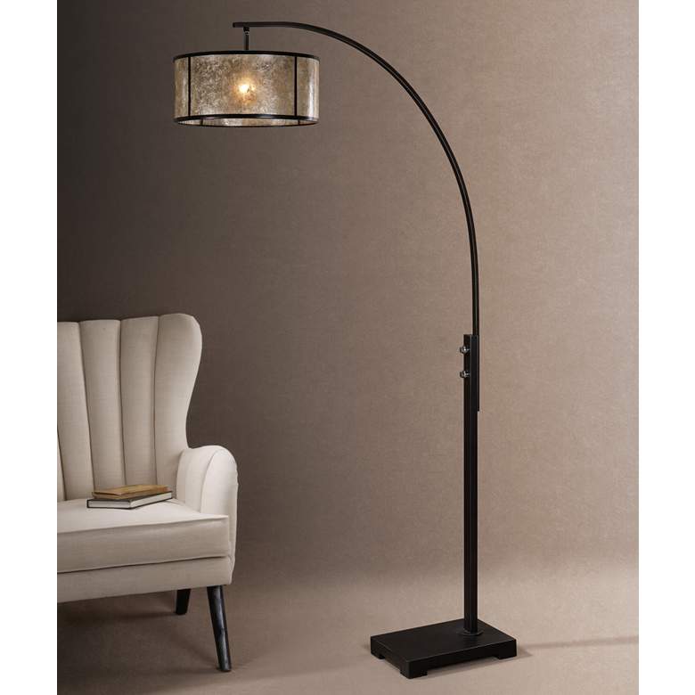 Image 2 Uttermost Cairano Oil-Rubbed Bronze Metal Arc Floor Lamp more views