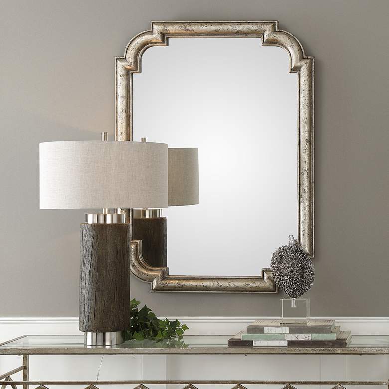 Image 1 Uttermost Calanna Silver 32 3/4 inch x 45 1/4 inch Wall Mirror