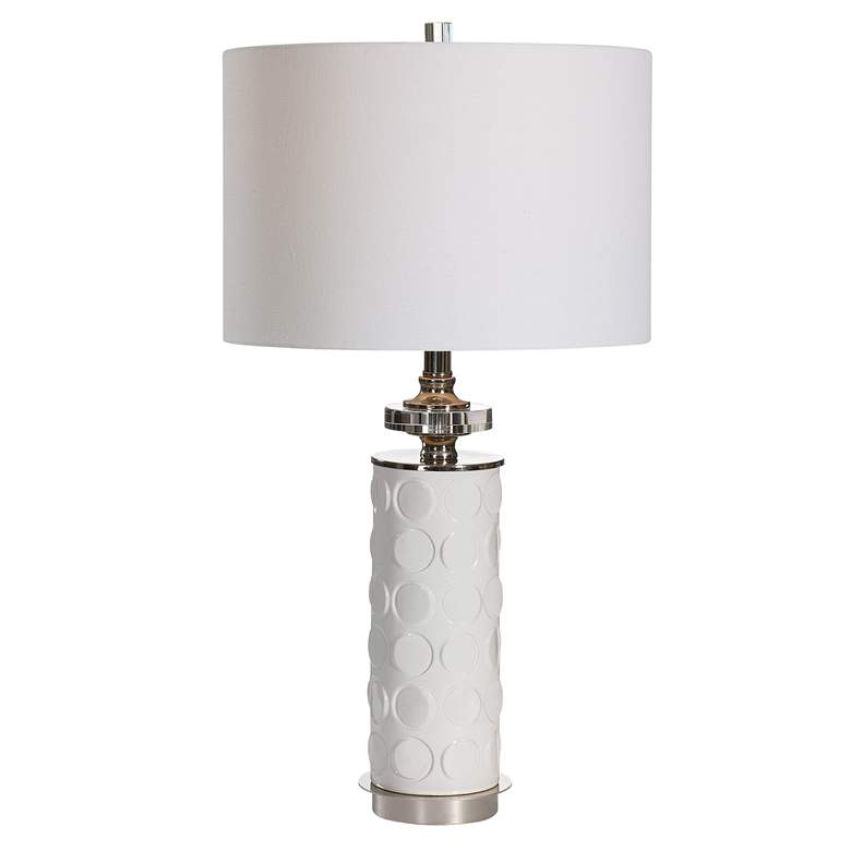 Image 2 Uttermost Calia White Column Ceramic Table Lamp