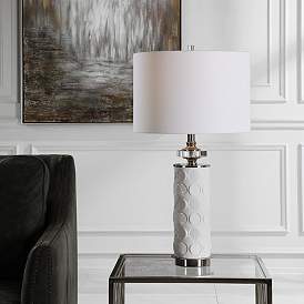 Image1 of Uttermost Calia White Column Ceramic Table Lamp