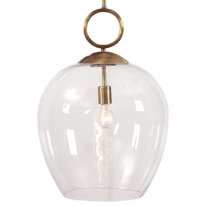Image 3 Uttermost Calix 15 3/4 inch Wide Aged Brass Clear Glass Pendant more views