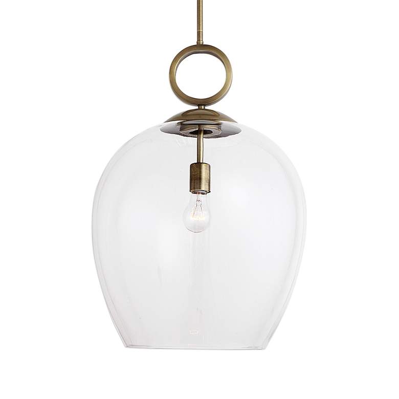 Image 3 Uttermost Calix 15 3/4" Wide Aged Brass Clear Glass Pendant more views