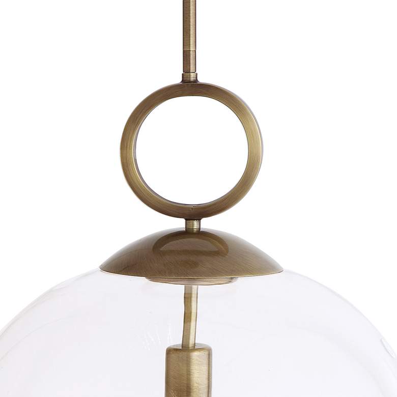 Image 4 Uttermost Calix 15 3/4 inch Wide Aged Brass Clear Glass Pendant more views