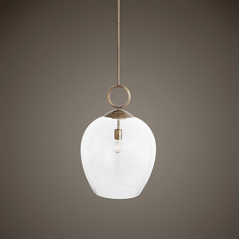 Image 6 Uttermost Calix 15 3/4" Wide Aged Brass Clear Glass Pendant more views