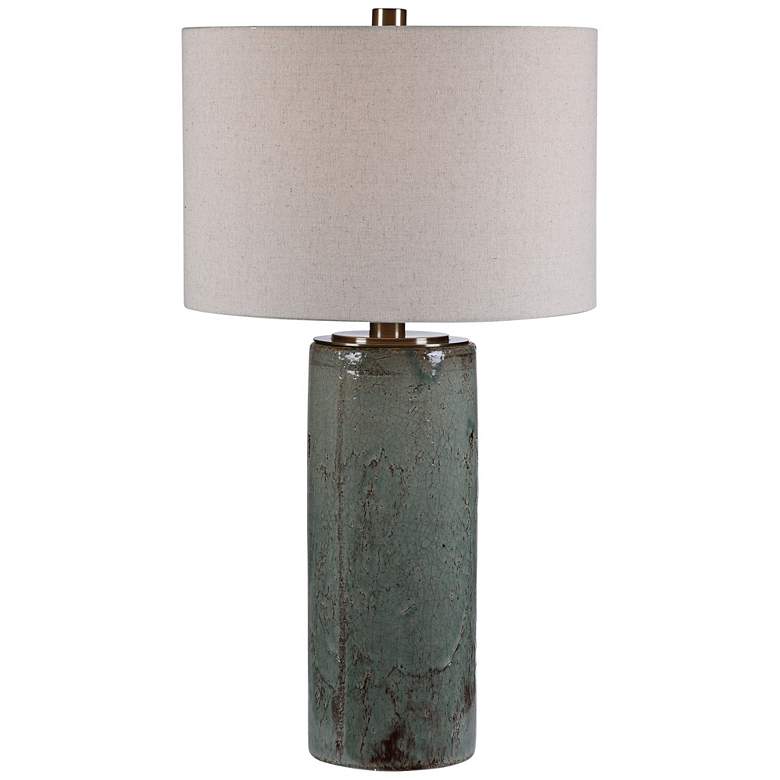 Image 2 Uttermost Callais 32 1/2 inch Aqua Blue Column Ceramic Table Lamp