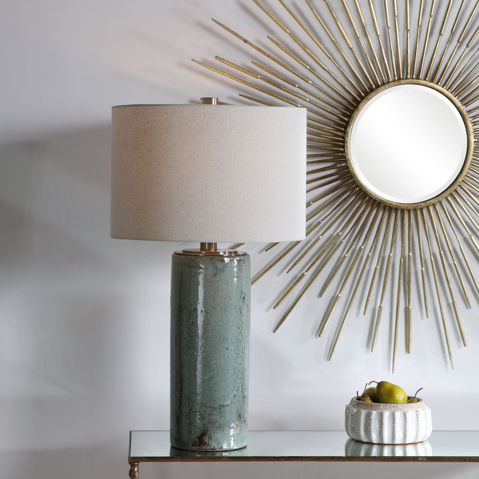 Image 7 Uttermost Callais 32 1/2" Aqua Blue Column Ceramic Table Lamp more views