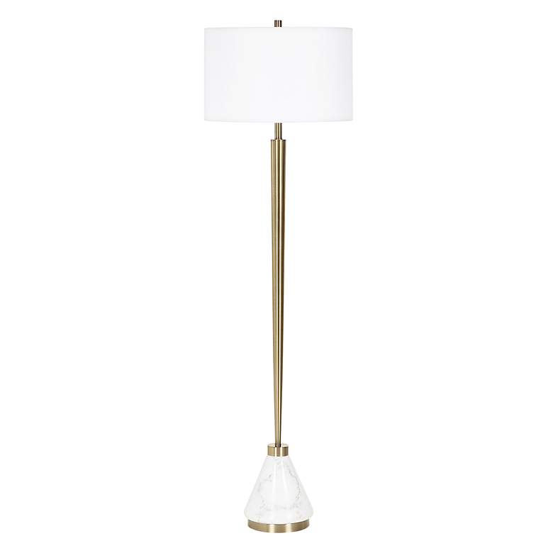 Image 2 Uttermost Calliope 64" High Plated Brass with White Marble Floor Lamp