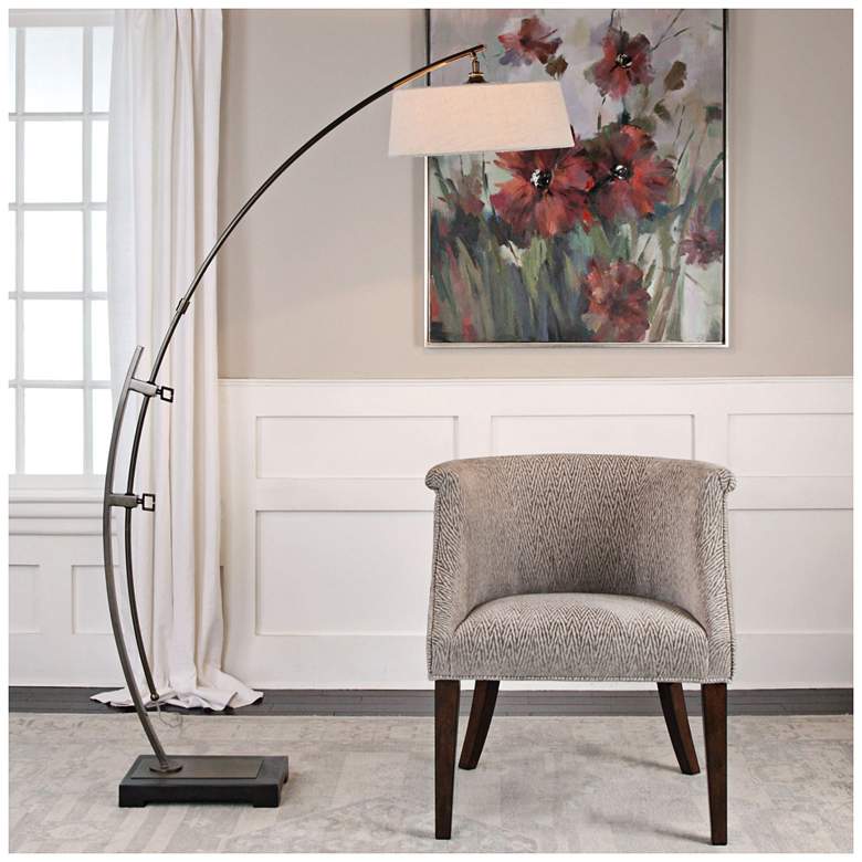 Image 3 Uttermost Calogero 73 1/2 inch Plated Dark Bronze Arc Floor Lamp more views