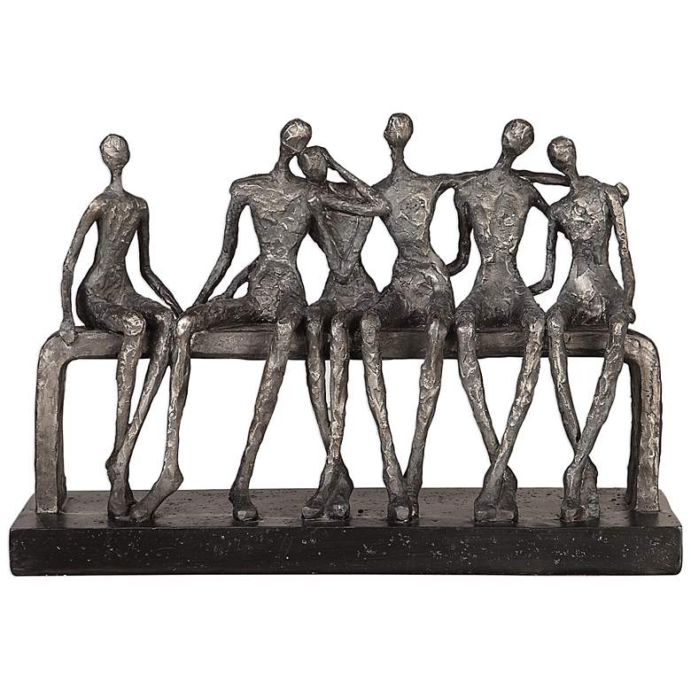 Image 2 Uttermost Camaraderie 15" Wide Aged Silver Figurine
