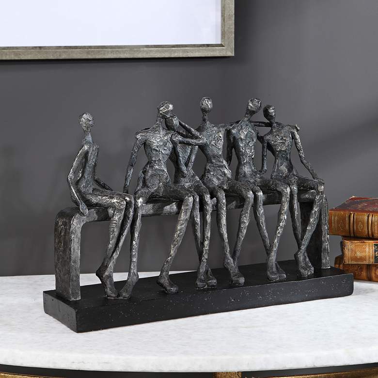Image 1 Uttermost Camaraderie 15 inch Wide Aged Silver Figurine