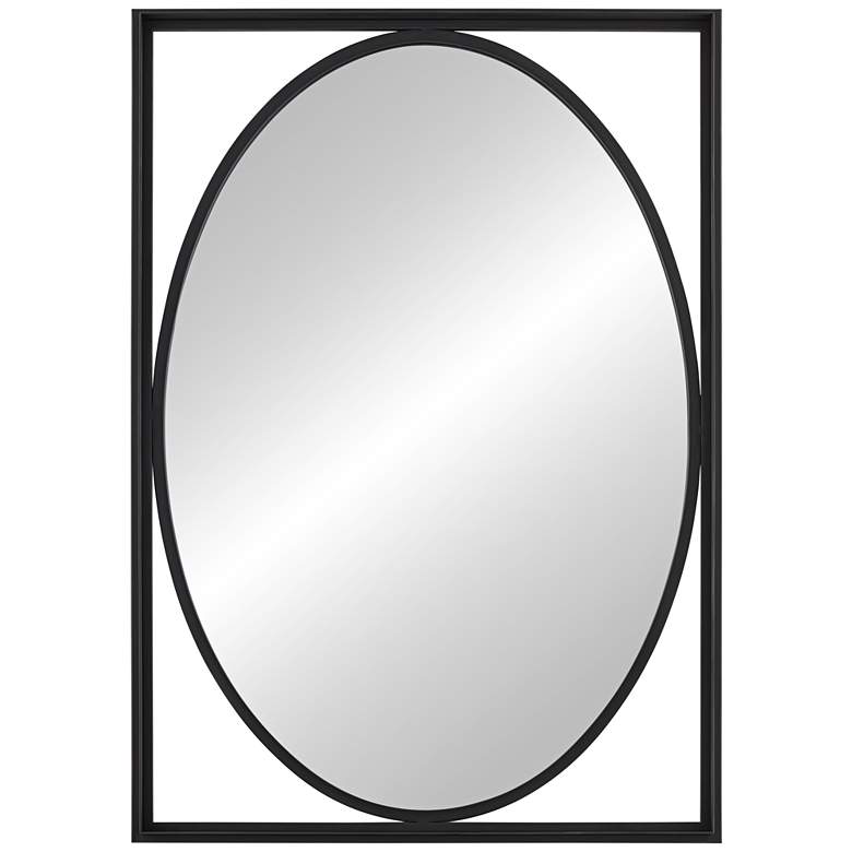 Image 2 Uttermost Cameo Satin Black 23 3/4 inch x 33 3/4 inch Oval Wall Mirror