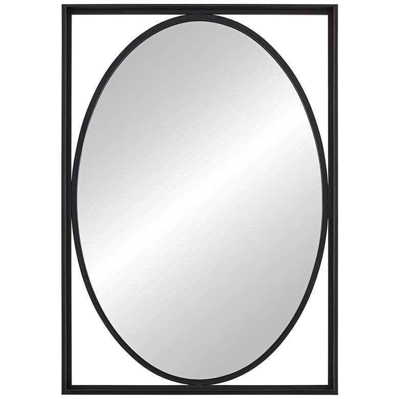Image 2 Uttermost Cameo Satin Black 23 3/4" x 33 3/4" Oval Wall Mirror