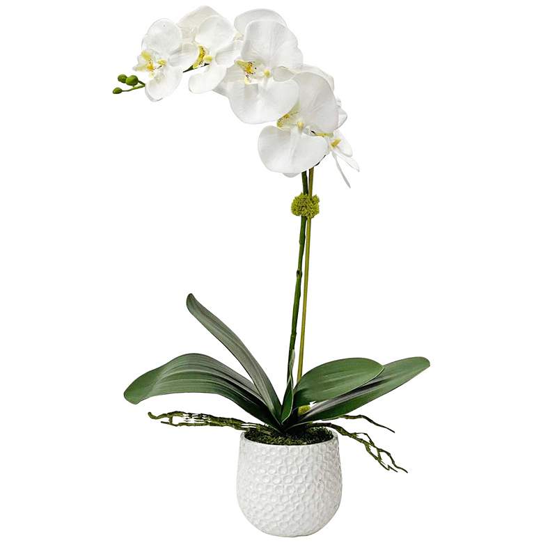 Image 2 Uttermost Cami White Orchid 24"H Faux Flowers in Ceramic Pot