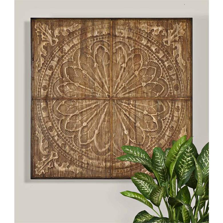 Image 1 Uttermost Camillus 44" Square Earth Tone Tile Wall Art