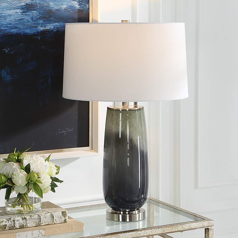 Image 3 Uttermost Campa Gray-Blue Ombre Glass Table Lamp more views